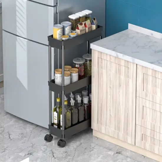 Tier Rolling Cart with Wheels,Slim Storage Cart,Narrow Storage Cabinet,Under Desk Storage,Rolling Utility Cart Storage Organizer for Office Bathroom Kitchen Laundry Room Narrow Places, Black {6}