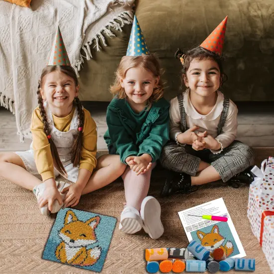 YP Latch Hook Kits for Kids Adults DIY Rug Tapestry Kits with Printed Canvas Embroidery Kits Festival Gifts Home Decoration (Fox,11.8inch X 11.8inch) {2}