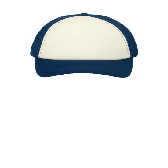 Port Authority&reg; 5 Panel Twill Foam Trucker Cap Ivory/ Navy {1}