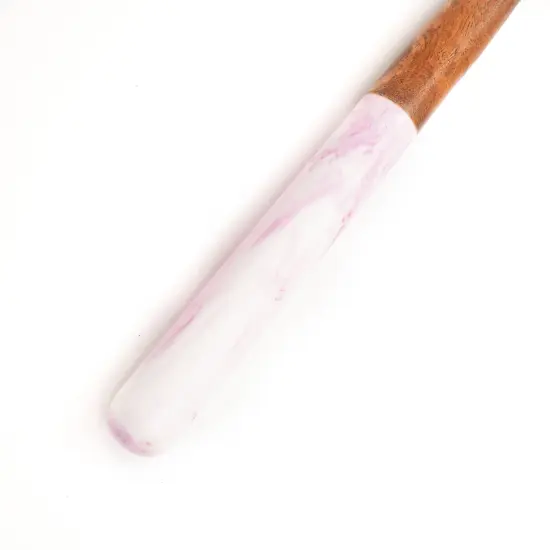 Marble & Wood Salad Server-Set of 2, 12"X3" Pink {5}