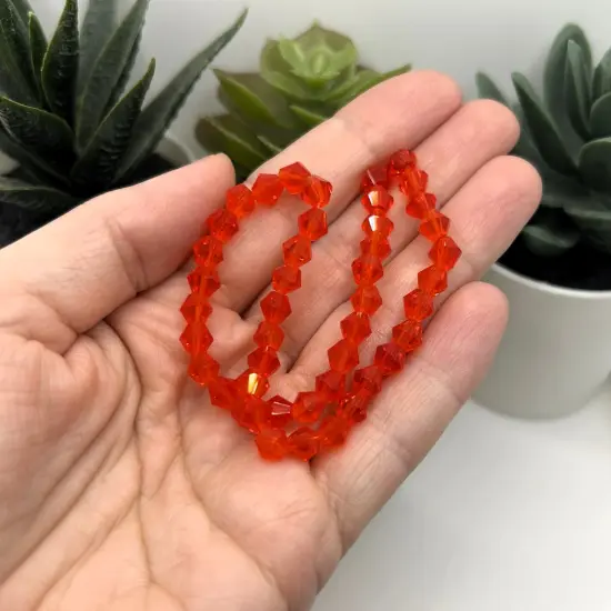 1 or 4 Strands 6x6mm Bright Red Bicone Beads, Imitation Crystal, Grade AA {3}