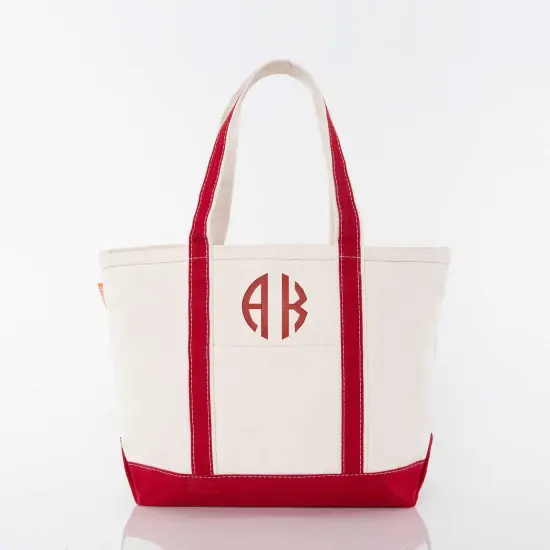 Medium Classic Tote -- 18 oz. Heavyweight Durable Canvas -- Natural Canvas & Red Color {4}