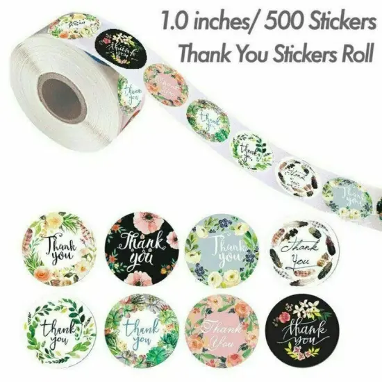 1" Round Thank You Stickers Bussiness Kraft Stickers Label Self-Adhesive Sticker {3}