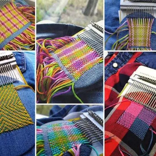 Rumexeng Small Weaving Loom, Wooden Speedweve Darning Loom Type Weave Tool, Convenient DIY Darning Machine for Mending Jeans and Clothes Quickly and Easily, Makes Beautiful Stitching (14 Hooks) {5}