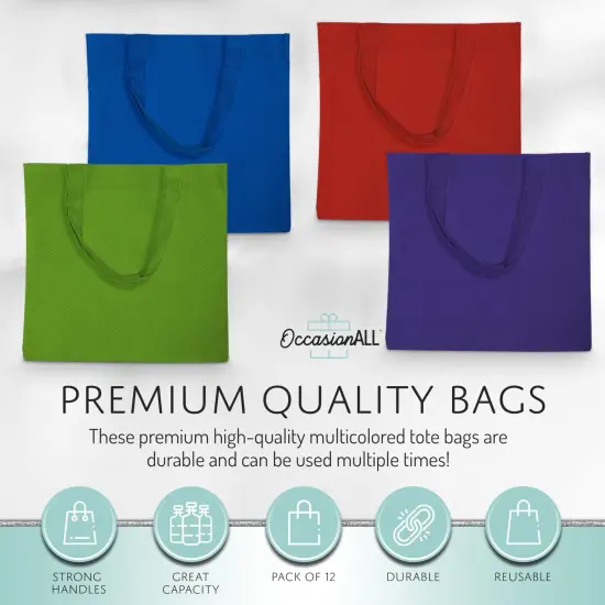 Large Reusable Fabric Gift Bags with Handles for Grocery, Christmas Tote, Birthdays, Goodies, Party Favors, Shopping, Bulk, 10x10, 12 Pack {5}