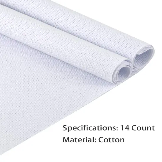 Pllieay 2 Pieces 14 Count Big Size White Aida Cross Stitch Fabric, Classic Reserve Aida Cloth, 19.6 x 21.6 Inch {6}
