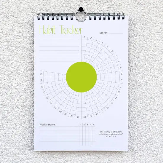 Habit Tracker Calendar (Undated 12 Month) with Silver Spiral Bound and Hanger, 7"x10" Habit Planner, Daily Weekly and Monthly Habit Tracker Journal, Habit Calendar, Colorful Layout. {1}