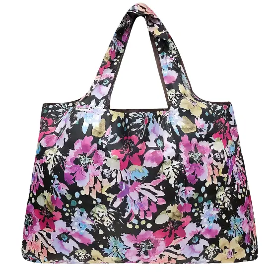 Wrapables Large Foldable Tote Nylon Reusable Grocery Bags, 6 Pack, Vibrant Bouquet {6}