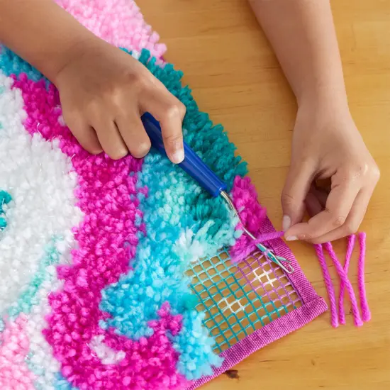 LatchKits Latch Hook Kits for Kids – Kids Crafts, Arts and Crafts, Yarn Art, Wall Hanging & Mini-Rugs, Craft Supplies, Pre-Cut Yarm, Easy Pattern, Hook Included, Arts & Craft, Ages 6+, Unicorn {4}