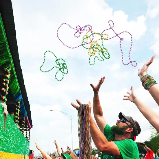 100PCS Mardi Gras Beads, Green Purple Gold Metallic Mardi Gras Beads Necklaces Accessories Bulk, Mardi Gras Carnival Beads Necklace Accessories for Parade Throws Party Decorations Supplies Favors {5}