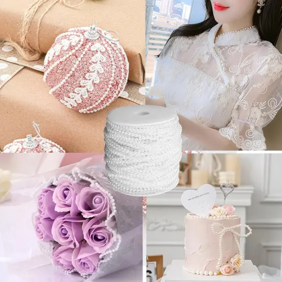 White Pearl Garland Strand,2.5mm Crystal Beads Faux Bead Spool Rope for Wedding Party Decoration {5}