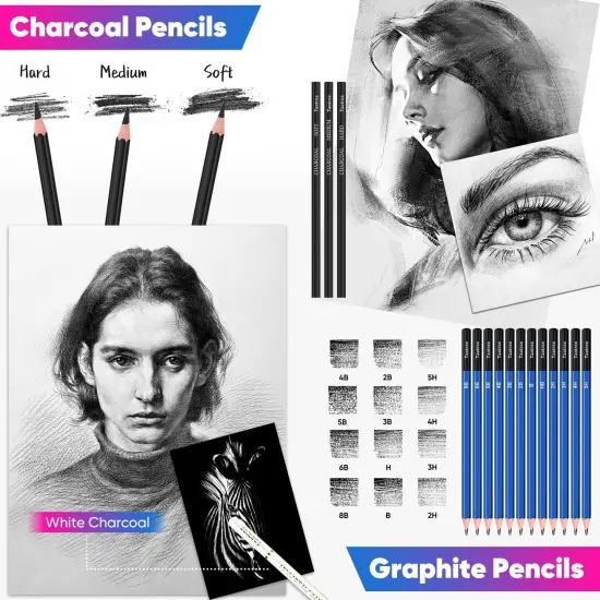 81 Pack Art Supplies for Adults Kids, Pro Art Kit Drawing Pencils Set, Drawing Supplies Sketch Book, Sketching Pencils Kits, Graphite Pencils, Charcoal Pencils, Watercolor Metallic Sketch Art Pencils {4}