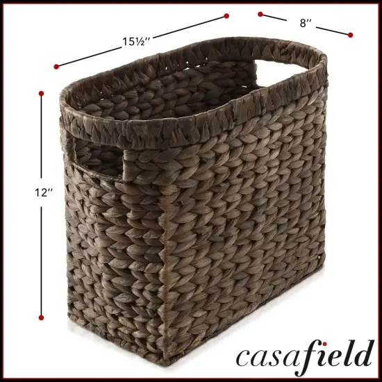 Magazine Holder Basket with Handles, Woven Storage Bin for Bathroom, Home Office Espresso {6}