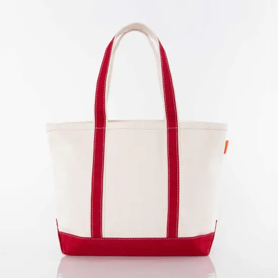 Medium Classic Tote -- 18 oz. Heavyweight Durable Canvas -- Natural Canvas & Red Color {2}