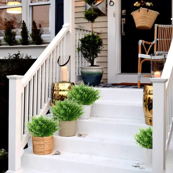 Artificial Flowers Outdoor Fake Flowers for Decoration UV Resistant No Fade Faux Plastic Plants Garden Porch Window Box D&eacute;cor (8 Bundles, 1#Green) {3}