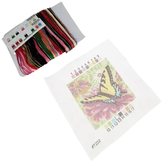 Dimensions 07232 Butterfly and Zinnias Nature Needlepoint Kit, 5" W x 5" H {2}