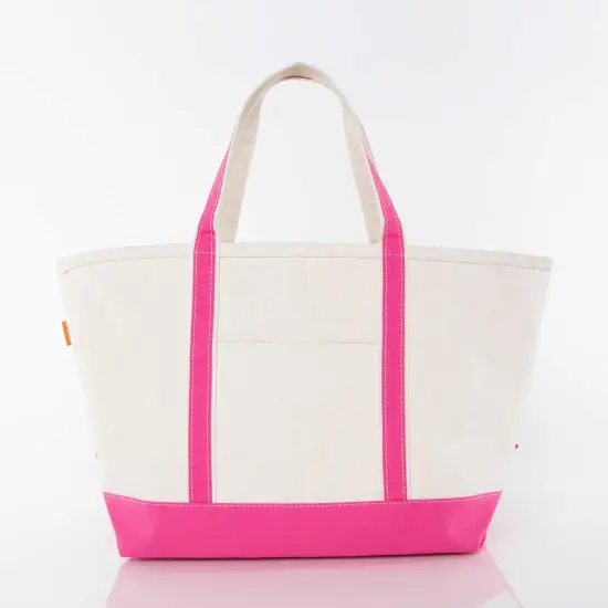 Large Classic Tote -- 18 oz. Heavyweight Durable Canvas -- Natural Canvas & Hot Pink Color {1}