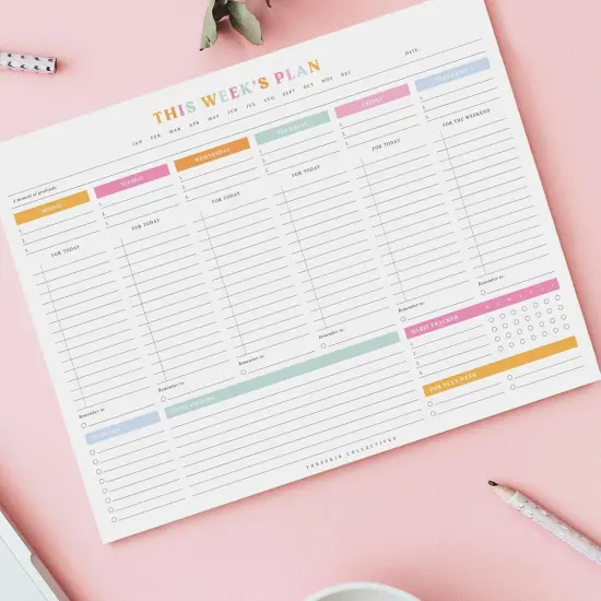 Weekly Planner - Premium 52-Sheet Tear-Off Notepad, 8.5 x 11 inches, Clean Colorful Design, Perfect for Work, School, Projects, and Entrepreneurs, Female & USA Owned Business {4}