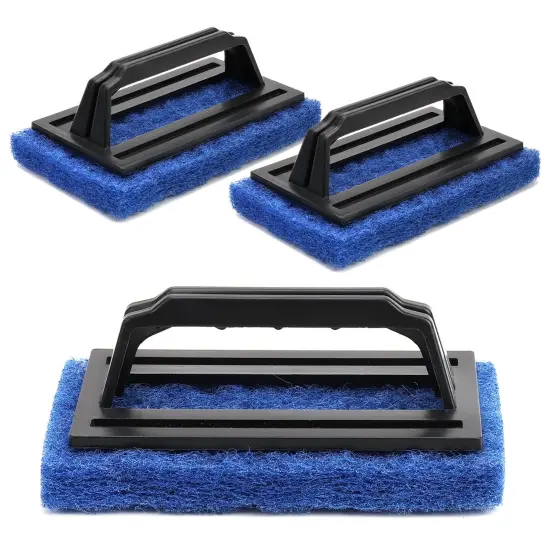 3 Pack Screen Printing Scrub Pad, Blue Scrub Cleaner Brush with Handle, Silkscreen Ink Remover for Reclaiming Mesh Frames {1}