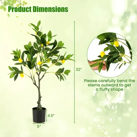 2PCS Artificial Lemon Tree 2.6 FT Tall Fake Plant Office Decor w/Lemon Fruits {6}
