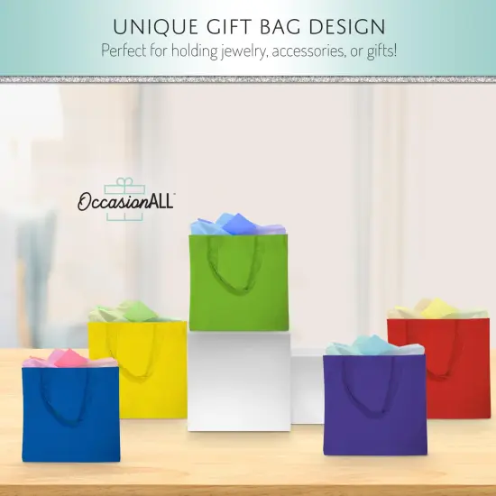 Large Reusable Fabric Gift Bags with Handles for Grocery, Christmas Tote, Birthdays, Goodies, Party Favors, Shopping, Bulk, 10x10, 12 Pack {6}