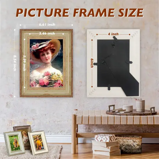 XUANLUO 3 Pack 4x6 Inch Farmhouse Rustic Picture Frame Sets Distressed Farmhouse Plastic Frame with Plexiglass for Wall Mount or Tabletop Display {5}