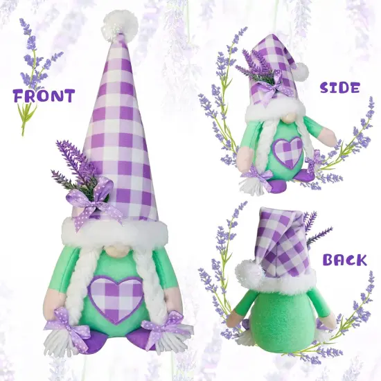 Lavender Gnomes Decor,Spring Purple Gnome Decorations for Home,Lavender Flower Gnomes,Garden Gnome Decor, Summer Gnome Tiered Tray Decor,Gnome Gifts for Woman {5}