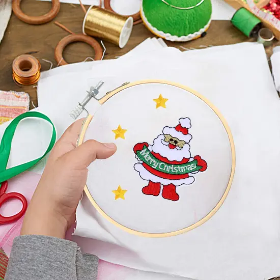 FEBSNOW 16 Pieces 4 Inch Embroidery Hoops Adjustable Natural Material Circle Cross Stitch Hoop Ring Bulk Wooden Round Embroidery Hoop for Art Craft Handy Sewing and Christmas Decoration {4}