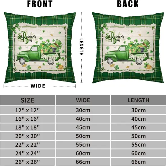 St Patricks Pillows Covers 18x18 Lucky Green Truck Filled with Shamrock Hat Gold Coin Throw Pillow Covers Green Buffalo Plaid {5}