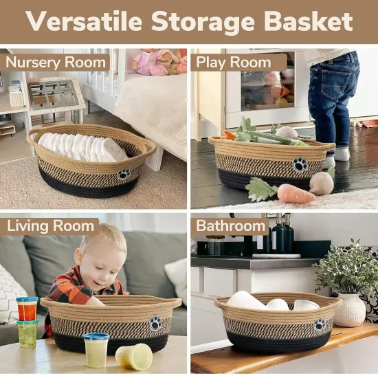 Storage Bin, Baby Basket for Gifting, Wicker Storage Basket for Dog, Cute Basket with Handles {4}