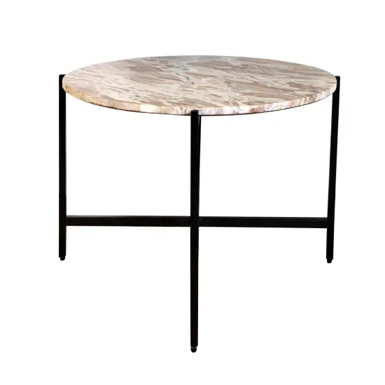 Brown Marble Nesting Table with Metallic Grey Metal Frame (17" Height) | Elegant & Sturdy Side Table | Space-Saving Modern Design | Perfect for Living Room, Bedroom, Office & Home D&eacute;cor {2}