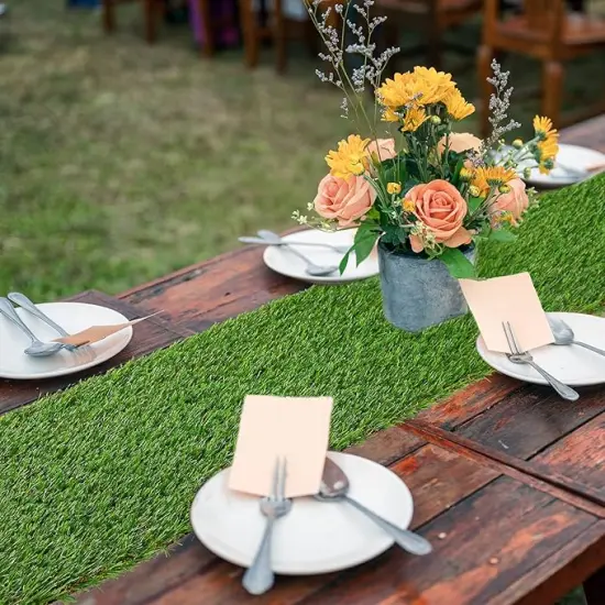 Artificial Grass Table Runner, Greenery Faux Turf Table Decor Easter Party, Wedding, Birthday, Dining, Baby Shower, 12" x 36" {2}