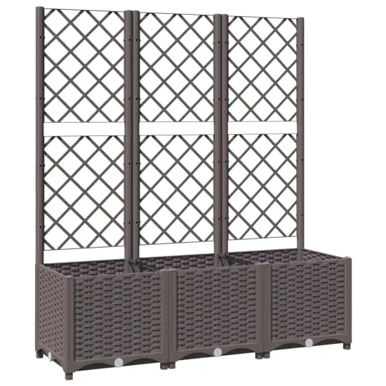 vidaXL Garden Planter with Trellis Brown 47.2x15.7x53.5 PP {2}