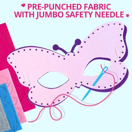 My First Princess Kids Sewing Kit, Beginner Arts and Crafts, Princess Sewing Kit for Kids, 6 Dreamy DIY Projects with Princess Lacing Dress, Butterfly Eye Mask, Instructions & Felt for Learn Sewing {4}
