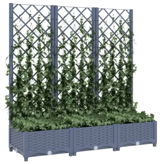 vidaXL Garden Planter with Trellis Dark Gray 47.2x15.7x47.8 PP {3}