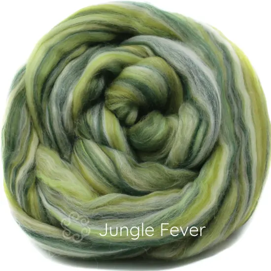 100% Superfine Merino Fiber: Winner's Circle. Soft Combed Top Roving Color Blend for Spinning, Felting, Weaving Jungle Fever {2}