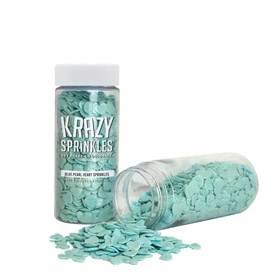 Krazy Sprinkles - Blue Pearl Hearts (1/2 Cup, 1x Jar) for Cakes, Ice Cream & Cookies {3}