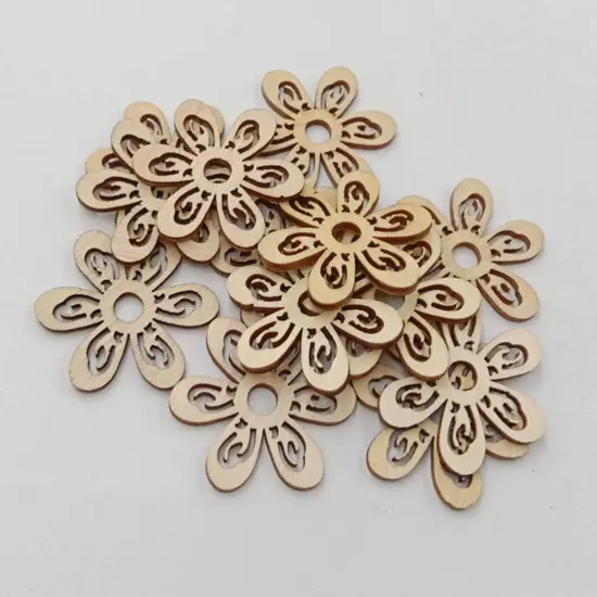 20 Pcs Flower Wood Shapes Craft Wooden Slices DIY Unfinished Wood Ornament for DIY Art Home Decoration {3}