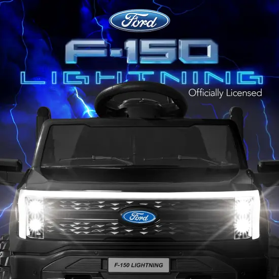 Best Choice Products Kids 12V Ride On Car Officially Licensed Ford Lightning Truck w/ Remote, LED Lights Black {3}