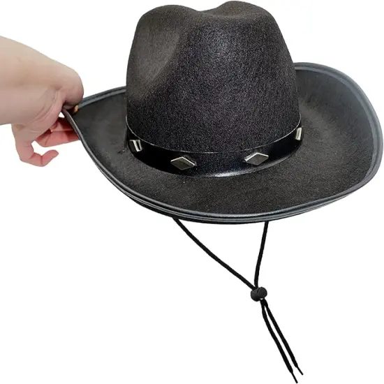 4E's Novelty 4 Pack Black Cowboy Hat Party Pack (Kid Size) - Felt Cowgirl Hats for Girls, Boys, Teens {2}