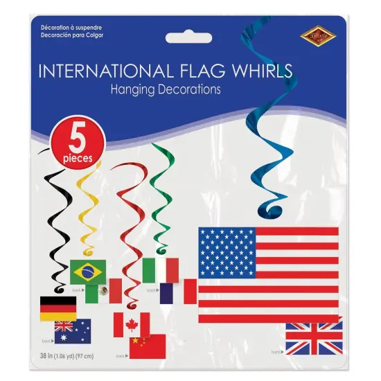 30 Piece Bulk International Flag Party Whirls {4}