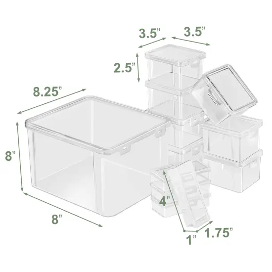 Sorbus 12-Piece Storage Set with Secure Lids - Clear Stackable Plastic Bins {3}