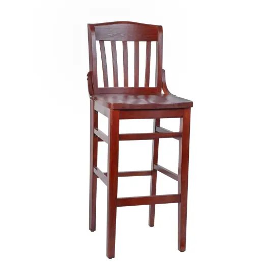 Emma and Oliver School House Back Wooden Restaurant Dining Barstool Mahogany {2}