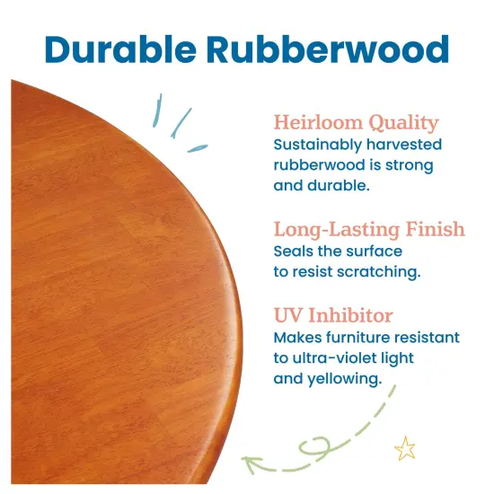 24in x 36in Rectangular Hardwood Table with 22in Legs, Kids Furniture Dark Walnut {6}