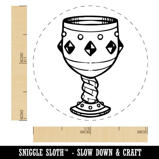 Goblet Chalice Bejeweled Medieval Cup Grail Self-Inking Rubber Stamp Crafting Yellow {1}