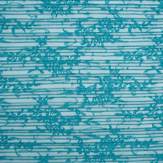 1 Yard Turquoise Floral Plisse Lace Designer Deadstock Polyester 56 inch Width {1}