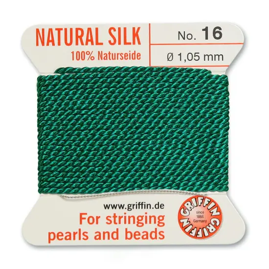 Size 16 Griffin Bead Cord 100% Natural Silk Green {2}