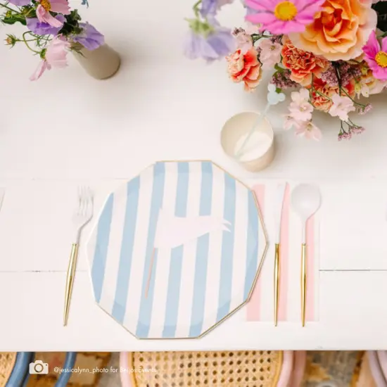 SKY BLUE SIGNATURE CABANA STRIPE PLATES {3}