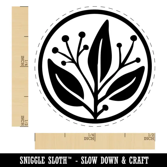 Fancy Decorative Leaves Branch in Circle Self-Inking Rubber Stamp Crafting UV {1}
