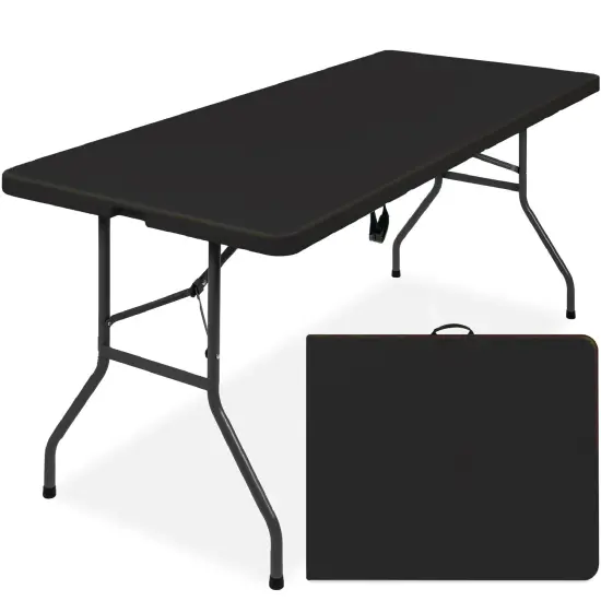 Best Choice Products 6ft Plastic Folding Table, Indoor Outdoor Heavy Duty Portable w/ Handle, Lock Dark Gray {7}
